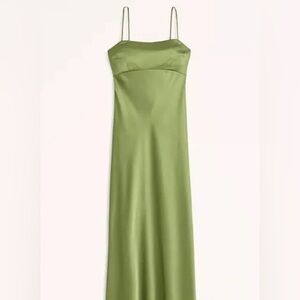 Satin Cowl Back Slip Midi Dress - Abercrombie & Fitch